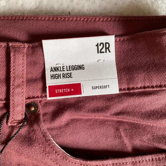 NWT Express Ankle Legging Size 12R Regular Skinny High Rise Pink Embroidered - Picture 13 of 13